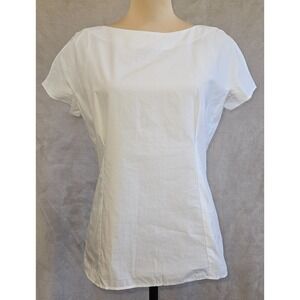 Tara Jarmon Paris White Cotton Back Button Blouse Top FR 36 US 4 S Quiet Luxury